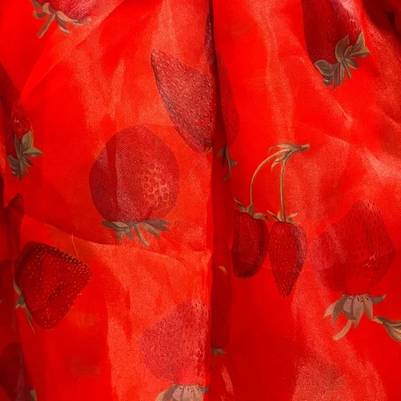 Selkie Red Strawberry Puff Dress L - Picture 9 of 10